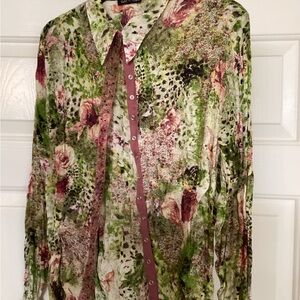 Violet & Claire Floral Blouse - Green, Pink, White